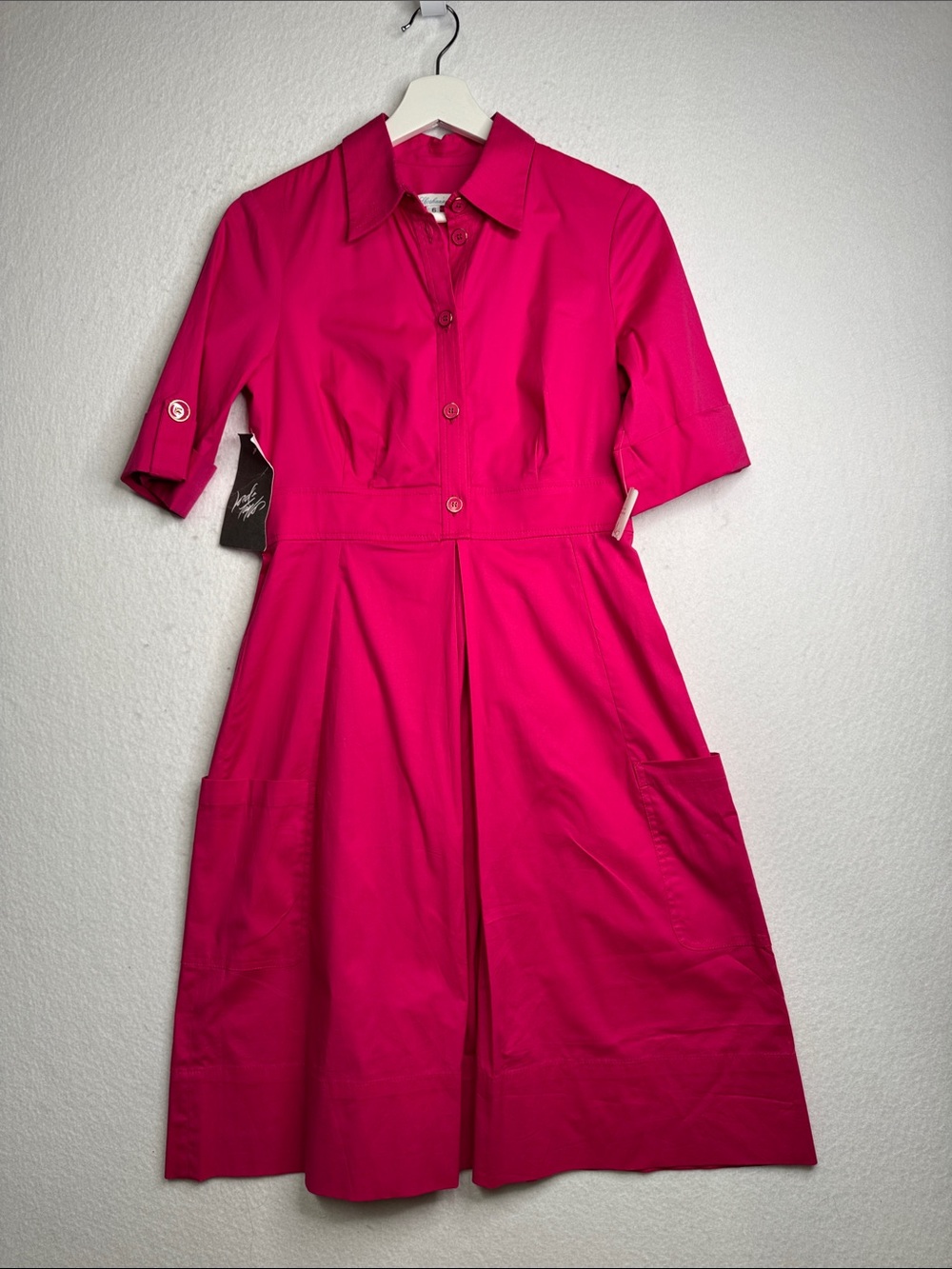 Shoshanna Hot Pink Button-Fromt Shirt Dress, Size 6